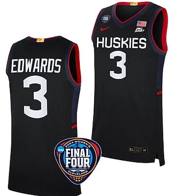 Aaliyah Edwards Jersey #3 UConn Huskies Basketball 2024 NCAA March Madness Final Four Black