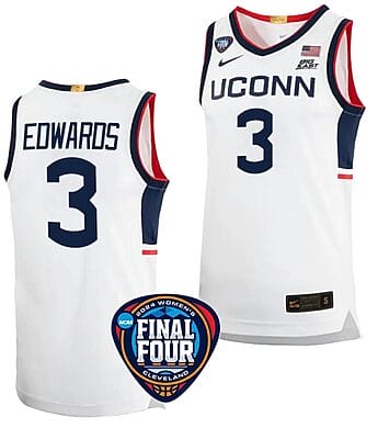 Aaliyah Edwards Jersey #3 UConn Huskies Basketball 2024 NCAA March Madness Final Four White