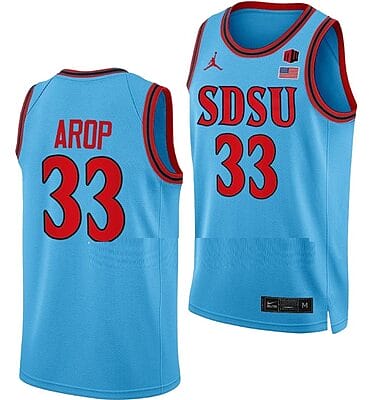 Aguek Arop Jersey #33 San Diego State Aztecs College Basketball Blue Alternate 