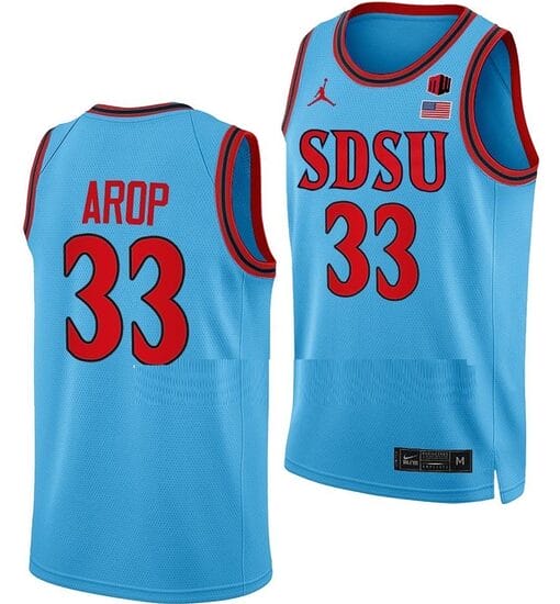 Aguek Arop Jersey #33 San Diego State Aztecs College Basketball Blue Alternate