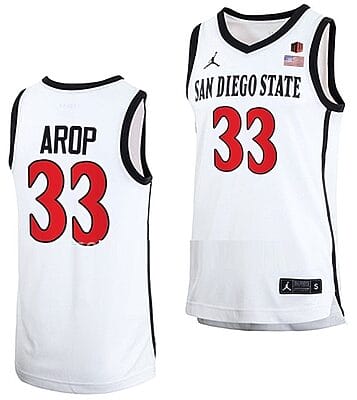 Aguek Arop Jersey #33 San Diego State Aztecs College Basketball Home White 