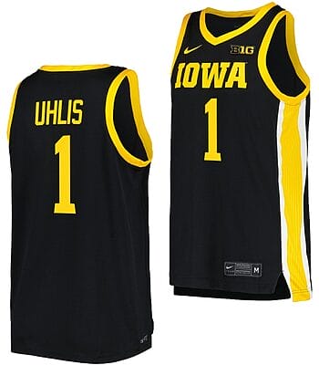 Ahron Uhlis Jersey #1 Iowa Hawkeyes College Basketball Black