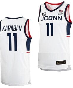 Alex Karaban Jersey UConn Huskies College Basketball White Replica #11