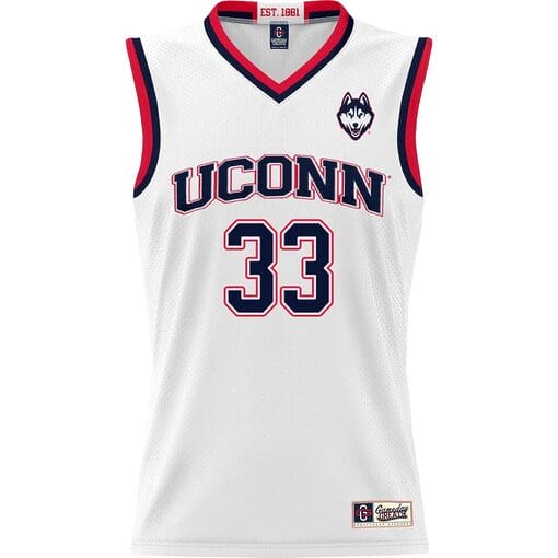 Apostolos Roumoglou Jersey #33 UConn Huskies College Basketball White