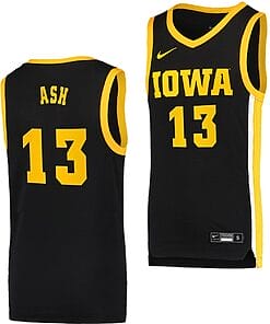 Austin Ash Jersey #13 Iowa Hawkeyes College Basketball Black Swingman