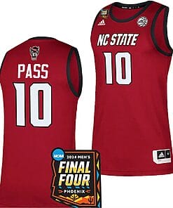 Breon Pass Jersey #10 NC State Wolfpack 2024 NCAA March Madness Final Four Basketball Red