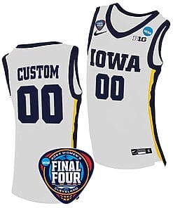 Custom Iowa Hawkeyes Basketball Jersey Name and Number 2024 NCAA March Madness Final Four White