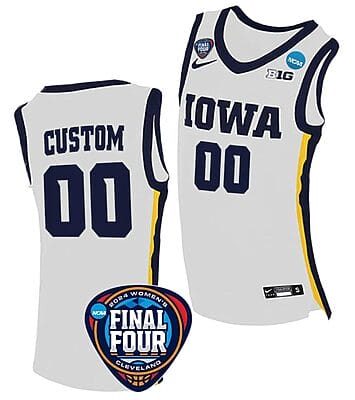 Custom Iowa Hawkeyes Basketball Jersey Name and Number 2024 NCAA March Madness Final Four White