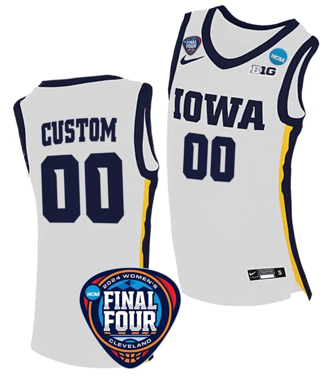 Custom Iowa Hawkeyes Basketball Jersey Name and Number 2024 NCAA March Madness Final Four White