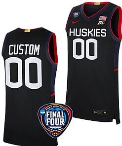 Custom UConn Huskies Jersey Basketball Name and Number 2024 NCAA March Madness Final Four Black