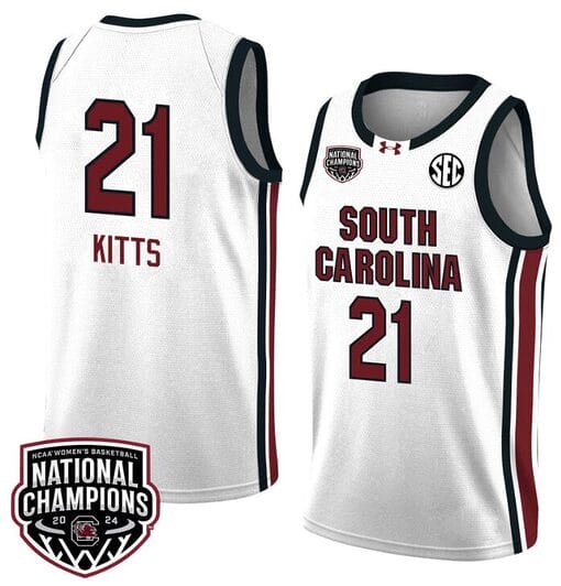 Chloe Kitts Jersey #21 South Carolina Gamecocks 2024 NCAA Basketball National Champions White Red