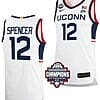 Cam Spencer Jersey #12 UConn Huskies 2024 NCAA Basketball National Champions White Elite