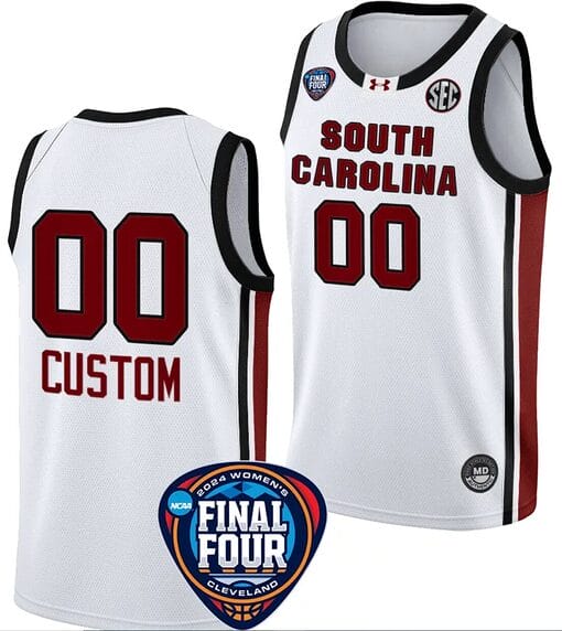 Custom South Carolina Gamecocks Basketball Jersey Name and Number 2024 NCAA March Madness Final Four White