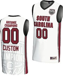 Custom South Carolina Gamecocks Jersey Name and Number 2024 NCAA Basketball National Champions White