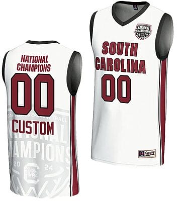 Custom South Carolina Gamecocks Jersey Name and Number 2024 NCAA Basketball National Champions White
