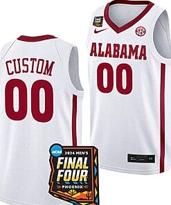 Custom Alabama Crimson Tide Jersey Name and Number 2024 NCAA March Madness Final Four Basketball Crimson