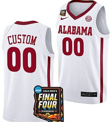 Custom Alabama Crimson Tide Jersey Name and Number 2024 NCAA March Madness Final Four Basketball Crimson