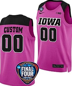 Custom Iowa Hawkeyes Jersey Basketball Name and Number 2024 NCAA March Madness Final Four Pink