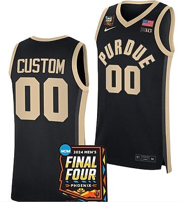 Custom Purdue Boilermakers Jersey Name and Number 2024 NCAA March Madness Final Four Basketball Black
