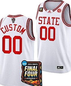 Custom NC State Wolfpack Jersey Name and Number 2024 NCAA March Madness Final Four Basketball White