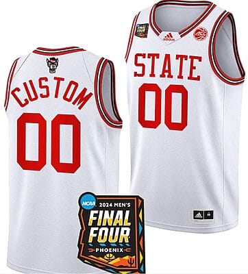 Custom NC State Wolfpack Jersey Name and Number 2024 NCAA March Madness Final Four Basketball White