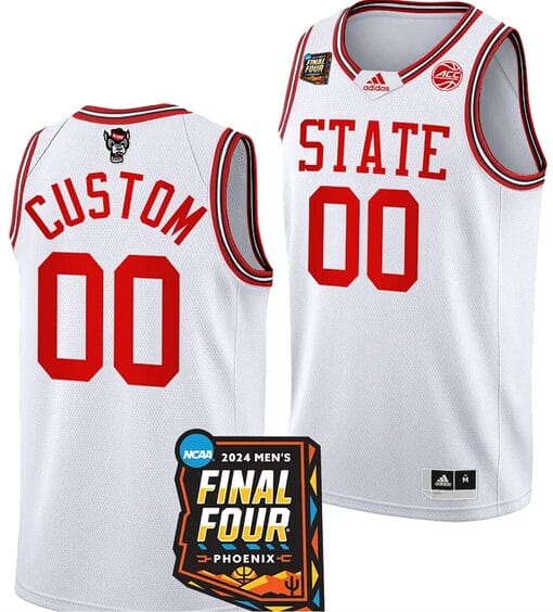 Custom NC State Wolfpack Jersey Name and Number 2024 NCAA March Madness Final Four Basketball White
