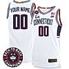 Custom UConn Huskies Basketball Jersey 2024 Back To Back Champions Patch White