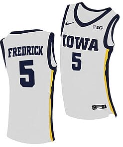 CJ Fredrick Jersey #5 Iowa Hawkeyes College Basketball White