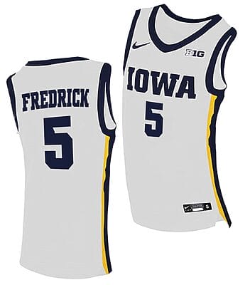 CJ Fredrick Jersey #5 Iowa Hawkeyes College Basketball White