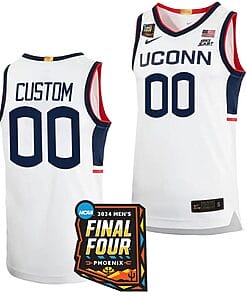 Custom UConn Huskies Jersey Basketball Name and Number 2024 NCAA March Madness Final Four Limited White