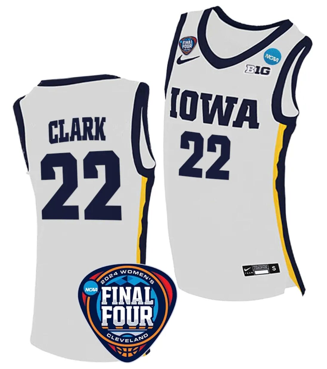 Caitlin Clark Jersey #22 Iowa Hawkeyes Basketball 2024 NCAA March Madness Final Four White