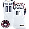 Custom UConn Huskies Basketball Jersey 2024 Back To Back Champions Patch White Home