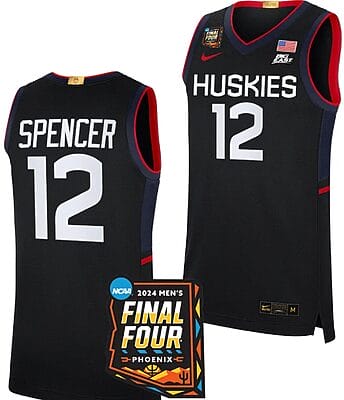 Cam Spencer Jersey #12 UConn Huskies Basketball 2024 NCAA March Madness Final Four Navy
