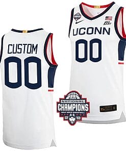 Custom UConn Huskies Jersey Name and Number 2024 NCAA Basketball National Champions White Elite