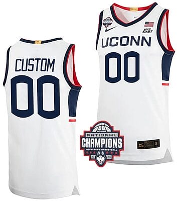 Custom UConn Huskies Jersey Name and Number 2024 NCAA Basketball National Champions White Elite