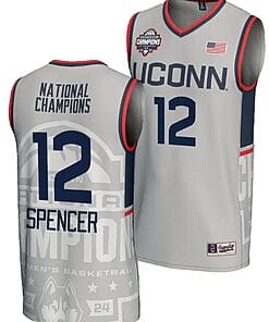 Cam Spencer Jersey #12 UConn Huskies 2024 NCAA Basketball National Champions Lightweight Gray
