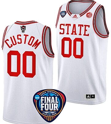 Custom NC State Wolfpack Jersey Basketball Name and Number 2024 NCAA March Madness Final Four White