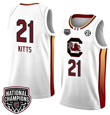 Chloe Kitts Jersey #21 South Carolina Gamecocks 2024 NCAA Basketball National Champions White Yellow