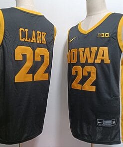 Caitlin Clark Jersey #22 Iowa Hawkeyes Ncaa College Basketball Black Gold