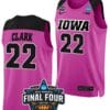 Caitlin Clark Jersey #22 Iowa Hawkeyes College Basketball 2023 NCAA Final Four Pink