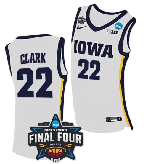 Caitlin Clark Jersey #22 Iowa Hawkeyes College Basketball 2023 NCAA Final Four White