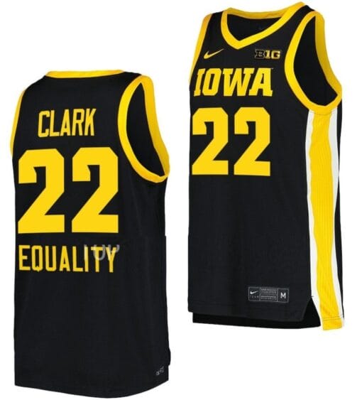 Caitlin Clark Jersey #22 Iowa Hawkeyes College Basketball Black Equality