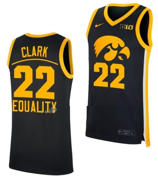 Caitlin Clark Jersey #22 Iowa Hawkeyes College Basketball Equality Black