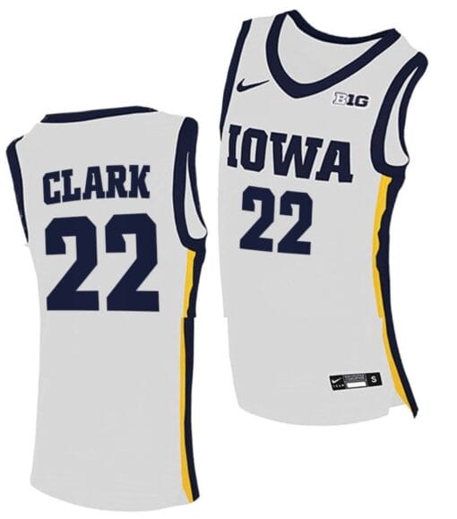 Caitlin Clark Jersey #22 Iowa Hawkeyes College Basketball White