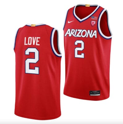 Caleb Love Jersey #2 Arizona Wildcats College Basketball Red