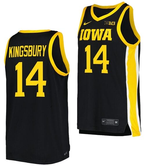 Carter Kingsbury Jersey #14 Iowa Hawkeyes College Basketball Black