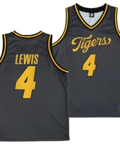 Curt Lewis Jersey #4 Missouri Tigers Anthracite Alternate Script College Basketball