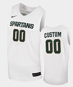 Custom Name Number Michigan State Spartans White Replica Basketball Jersey1