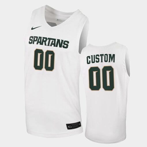 Custom Name Number Michigan State Spartans White Replica Basketball Jersey1
