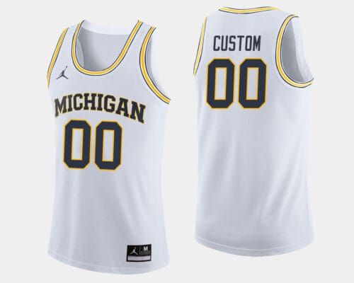 Custom Michigan Wolverines Jersey Name And Number White College Basketball Jersey